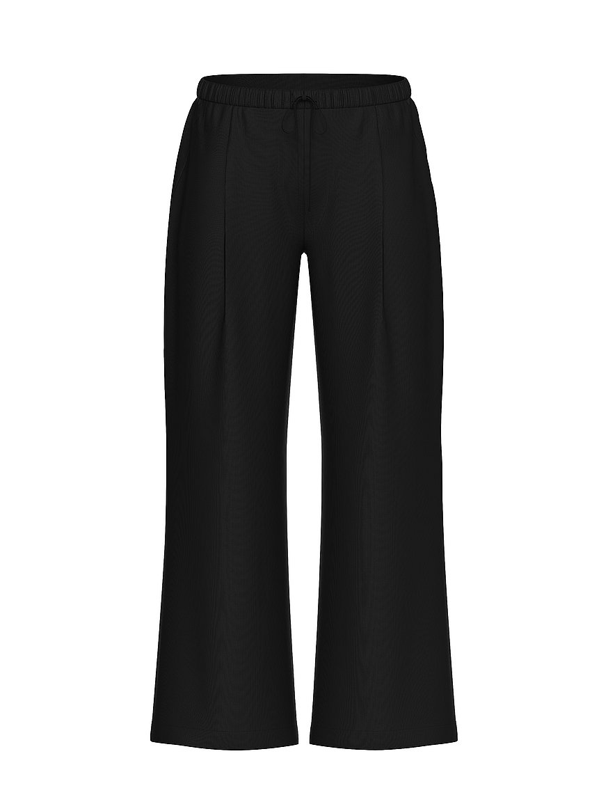 Buy Satin Pull-On Trouser Pants, Pure Black - Order Bottoms online