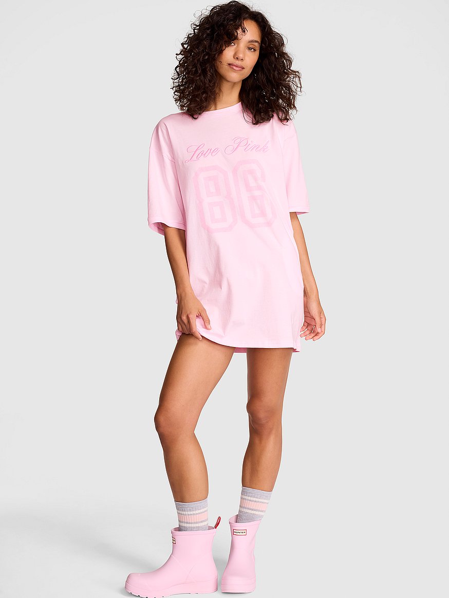 Pink Campus Cotton Women T-Shirt Dress - Pink Pink Campus Cotton Women T-Shirt Dress - Pink