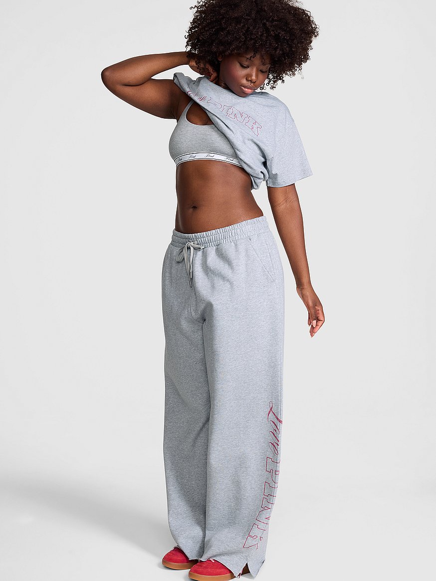 Buy Campus Fleece™ Wide-Leg Split-Hem Sweatpants, Medium Heather