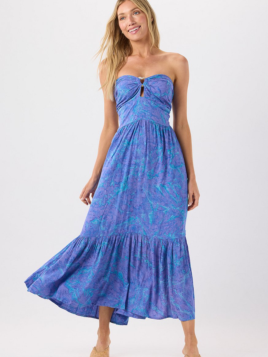 chinese dress ladies Hawaii Printed Maxi Dress Pink M/L main image 1