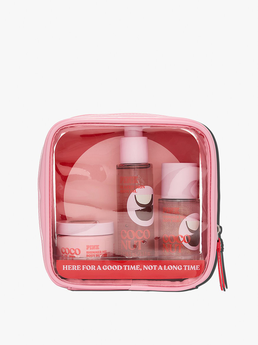 Buy Let's Glow Away Shimmer Travel Set, Coconut - Order Gift Sets