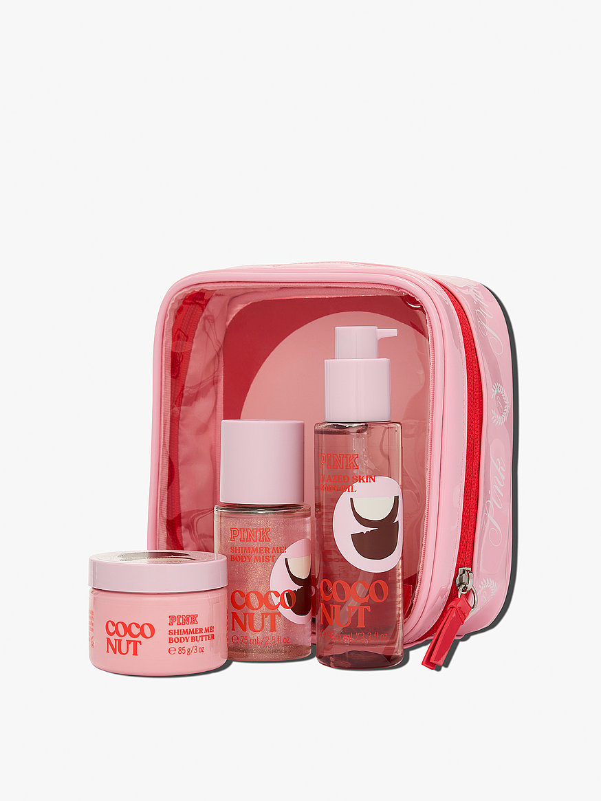 Buy Let's Glow Away Shimmer Travel Set, Coconut - Order Gift Sets