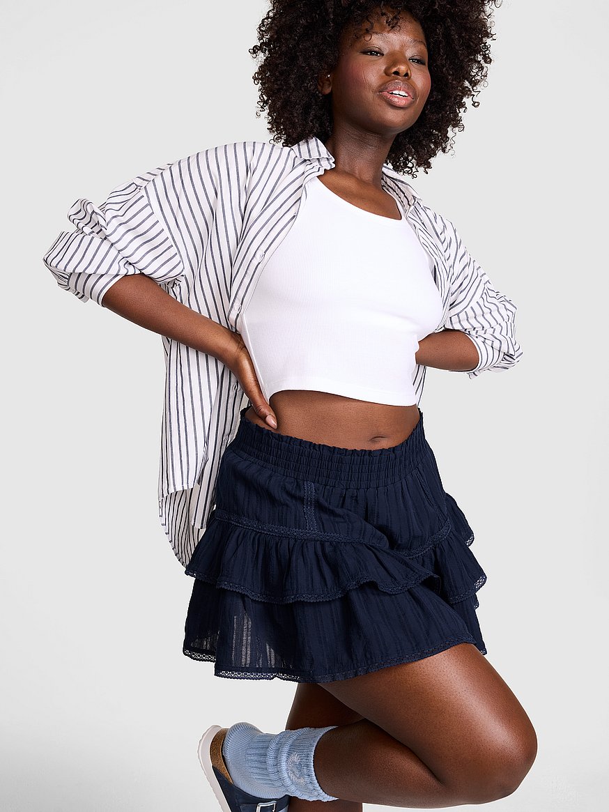 Buy Frill Seeker Ruﬄe Skort, Noir Navy - Order Bottoms online