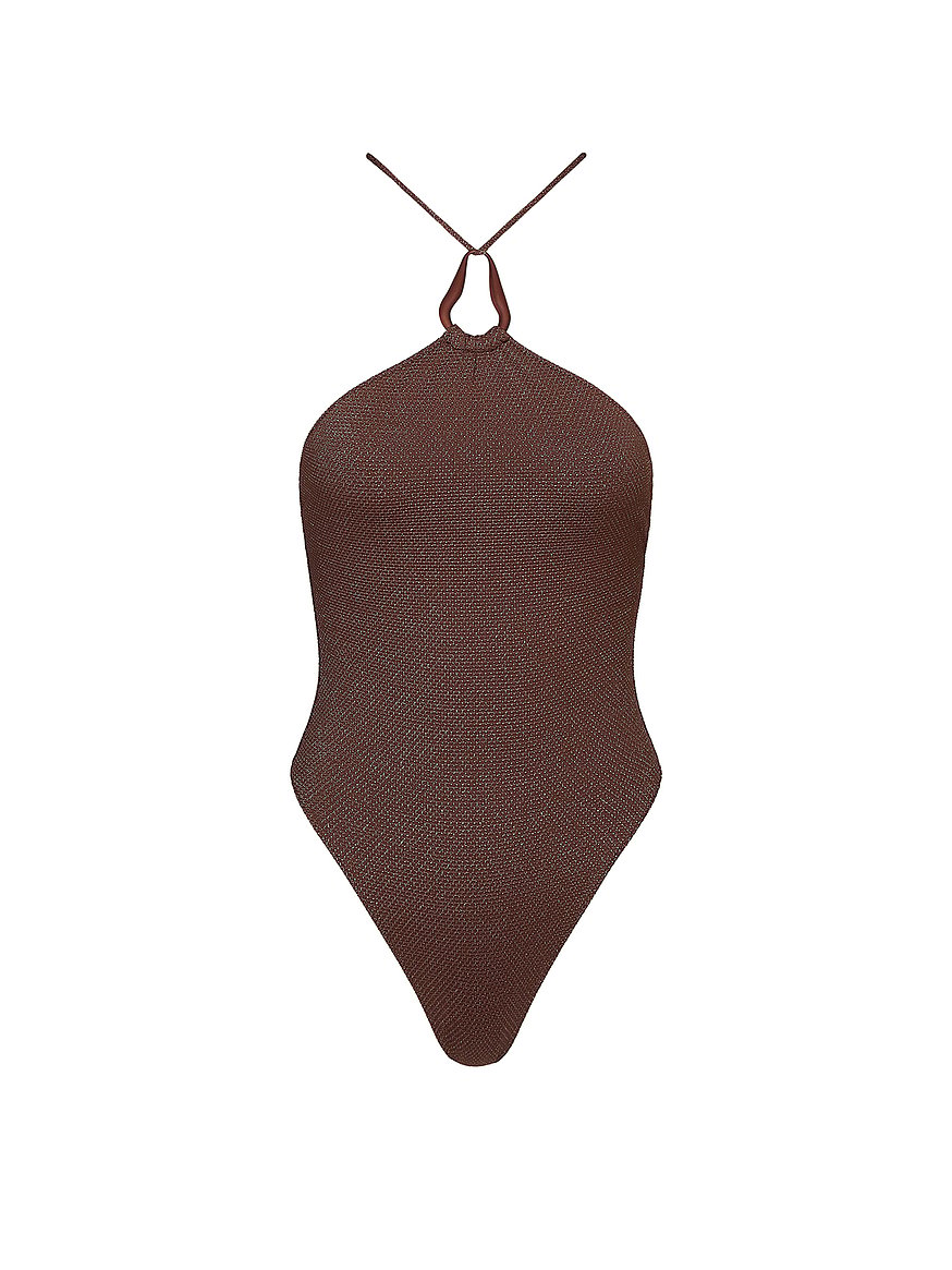 Buy Teardrop One-Piece Swimsuit, Coffee Lurex - Order One-Piece