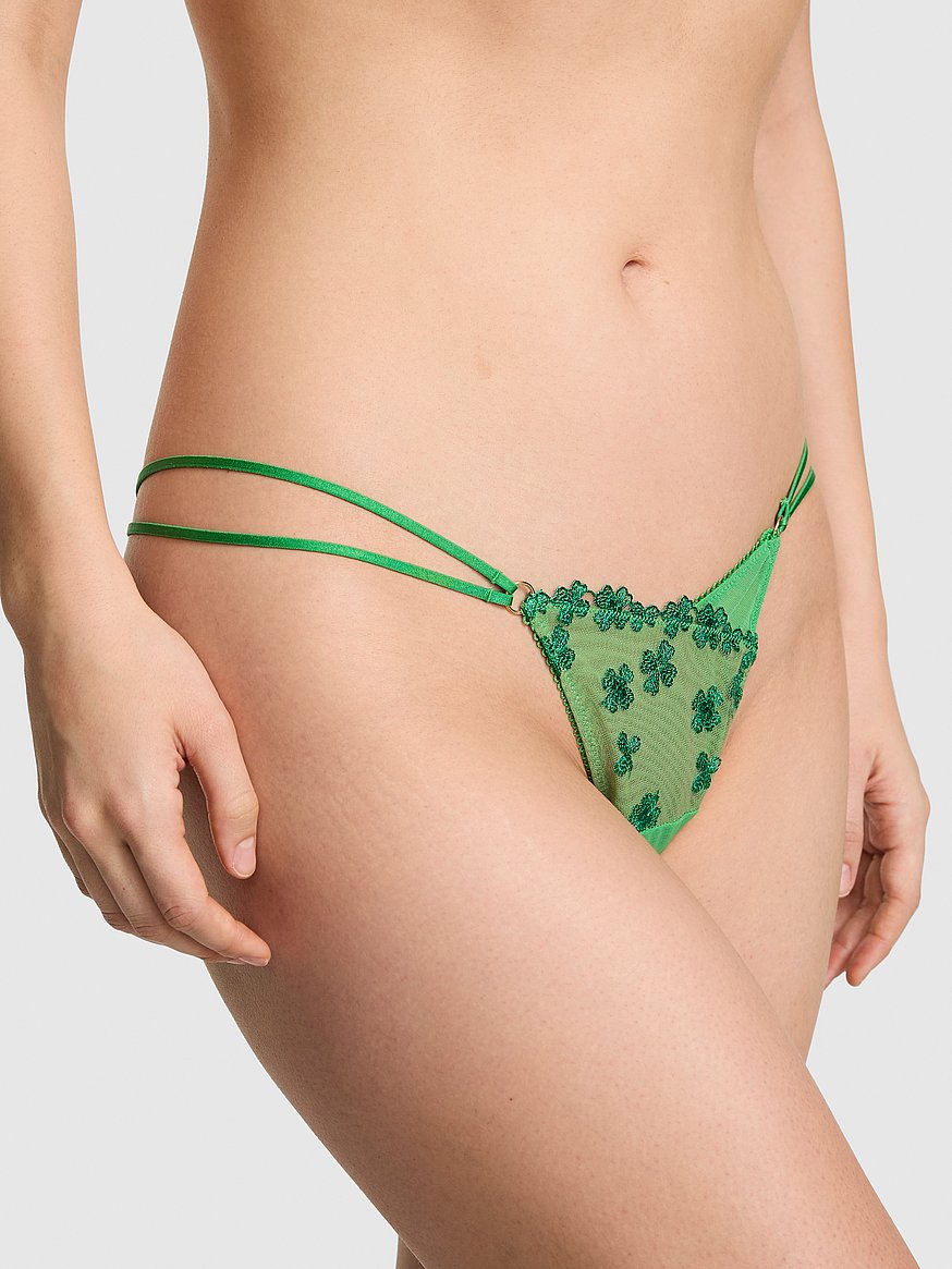 Buy PINK Wink Micro Thong Panty, Wild Green "I'M Your Lucky Charm" St.  Paddy'S Embroidery - Order Panties online - PINK US