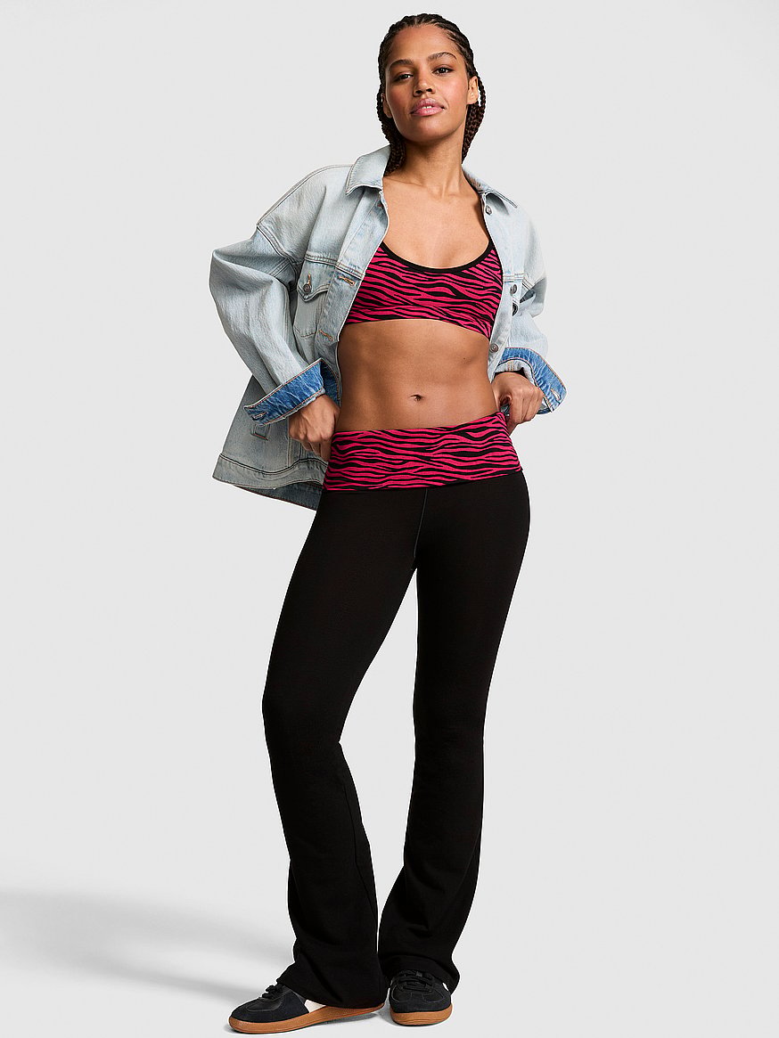 Buy All-Day Cotton™ Foldover Flare Leggings, Pure Black Zebra