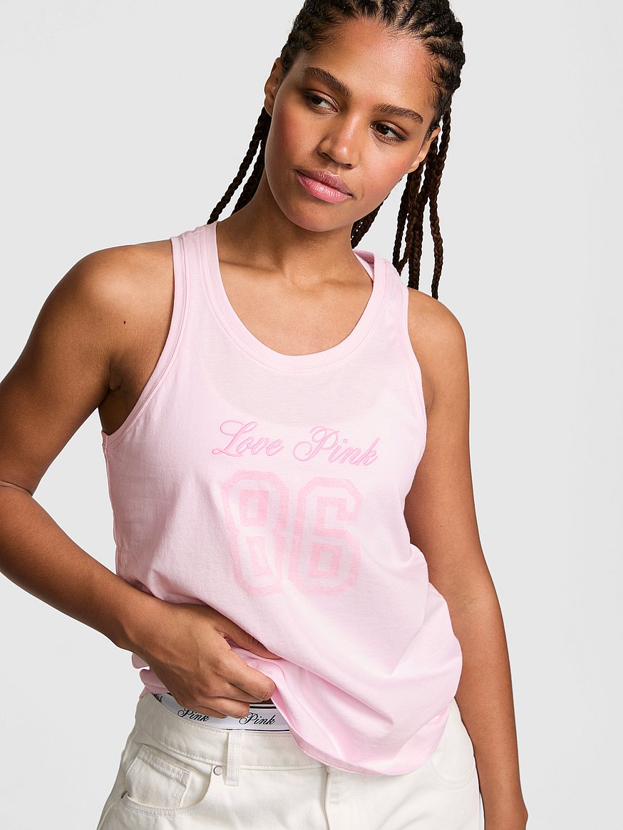 Buy Campus Cotton™ Tank Top, Pink Tulip - Order Tops online - PINK US