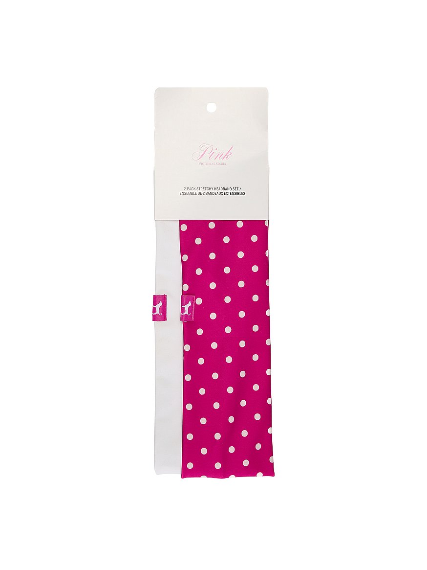 Buy 2-Pack Stretchy Headband Set, White & Pink Polka Dot  display picture 1