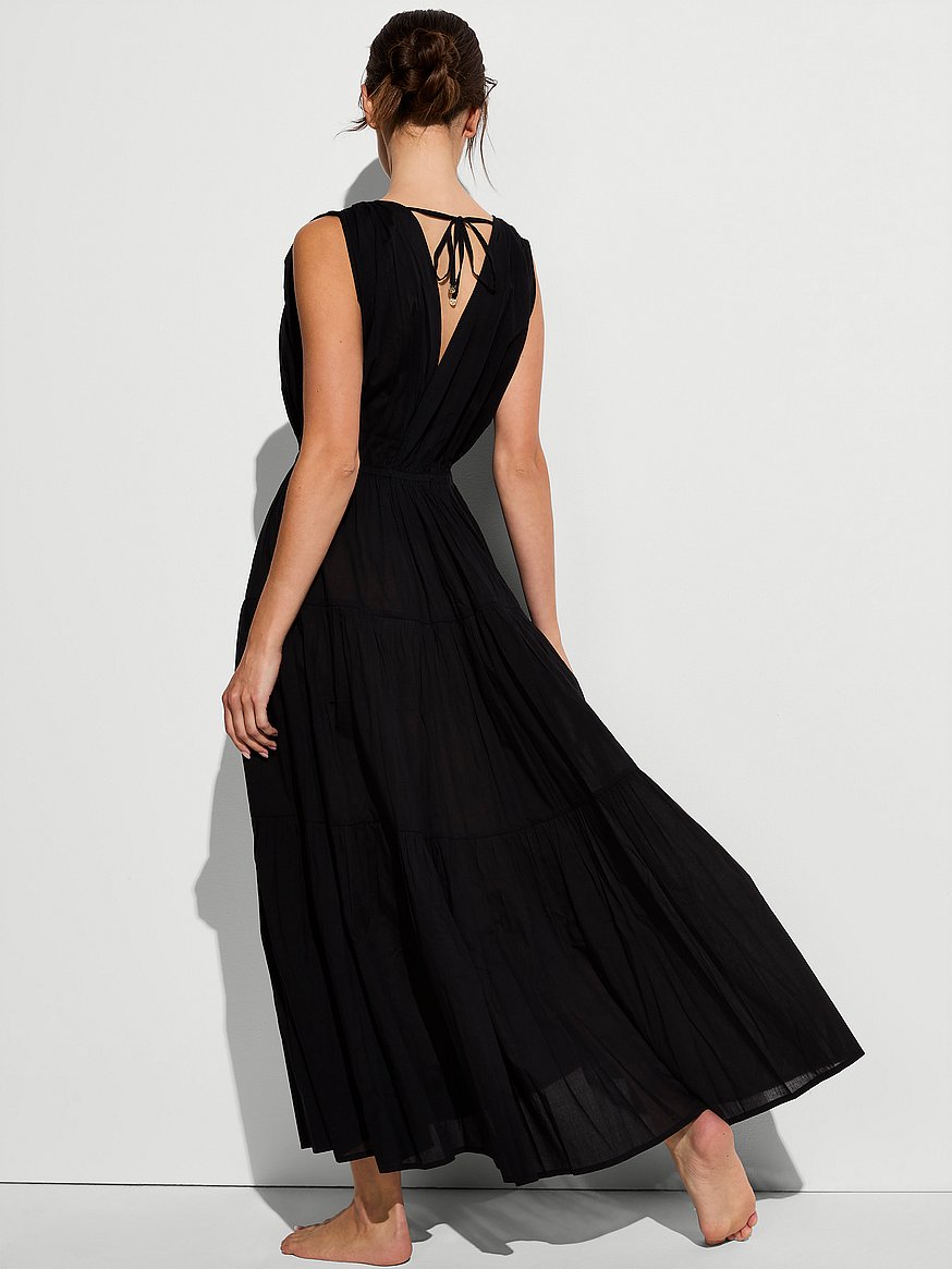 Buy Beachwear Plunge Tiered Maxi Dress, Pure Black - Order Dresses online -  Victoria's Secret US