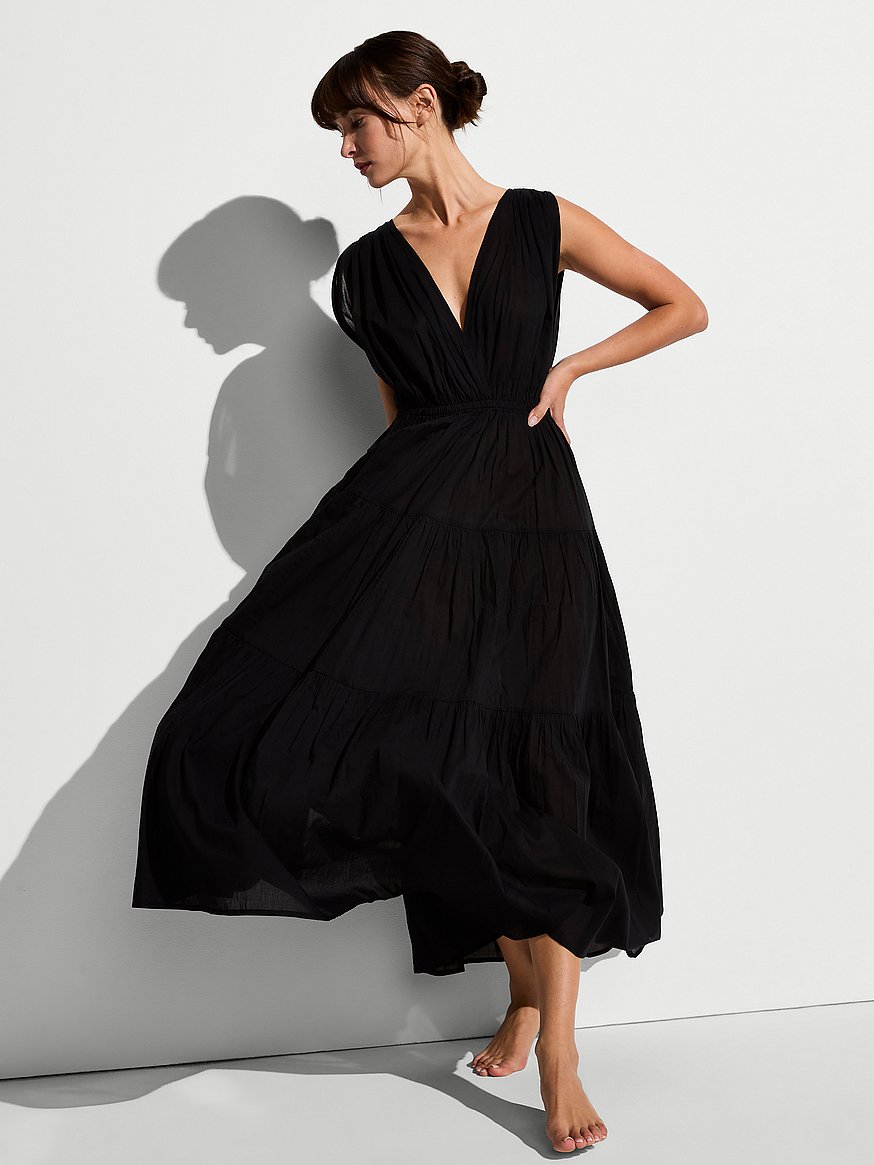 Buy Beachwear Plunge Tiered Maxi Dress, Pure Black - Order Dresses online - Victoria's Secret US Buy Beachwear Plunge Tiered Maxi Dress, Pure Black - Order Dresses online - Victoria's Secret US
