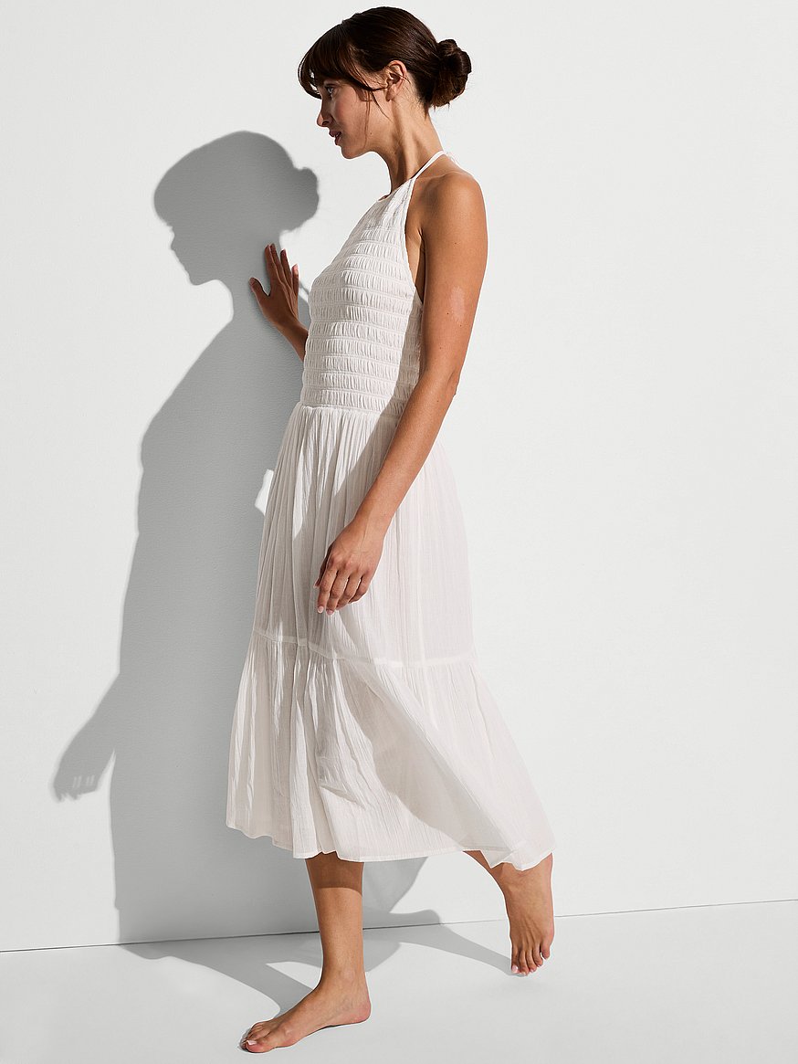 Buy Beachwear Smocked Midi Dress, Coconut White - Order Dresses online -  Victoria's Secret US