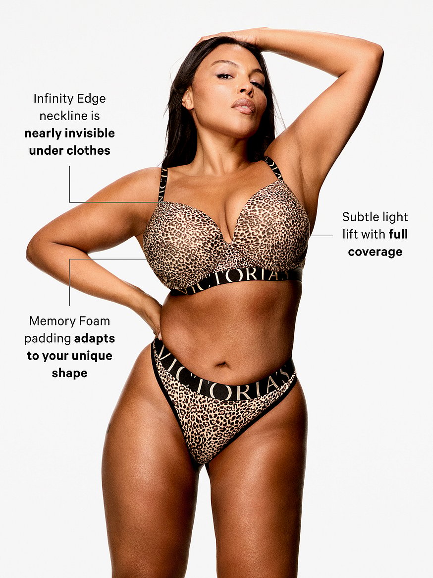 Buy Perfect Shape Cotton Exploded Logo Push-Up Bra, Medium Heather Grey -  Order Bras online - Victoria's Secret US