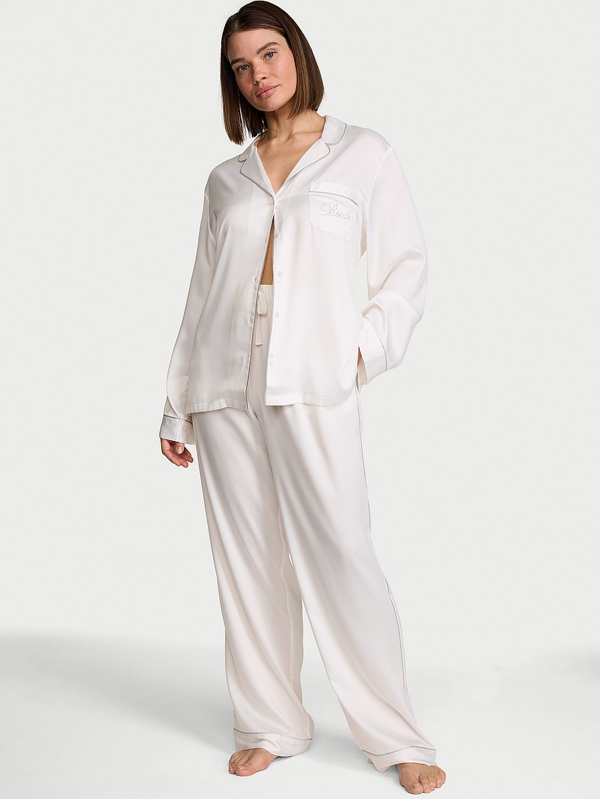Victoria's Secret ホワイトパジャマセット Buy Signature Satin Long Pajama Set, Coconut White Bride - Order
