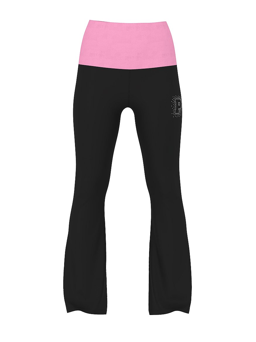 Buy All-Day Cotton™ Foldover Flare Leggings, Pure Black Pink Bling