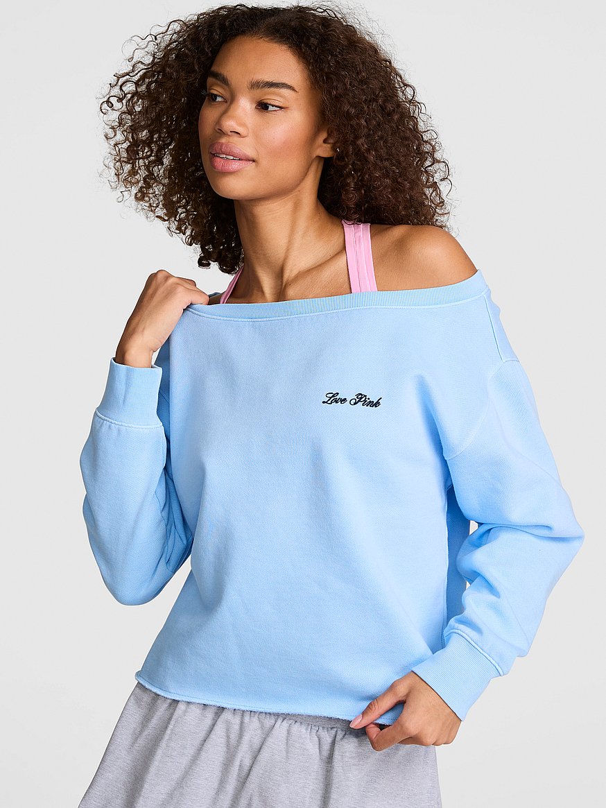 Buy Campus Fleece™ Rib Off-The-Shoulder Sweatshirt, Blue Dancer