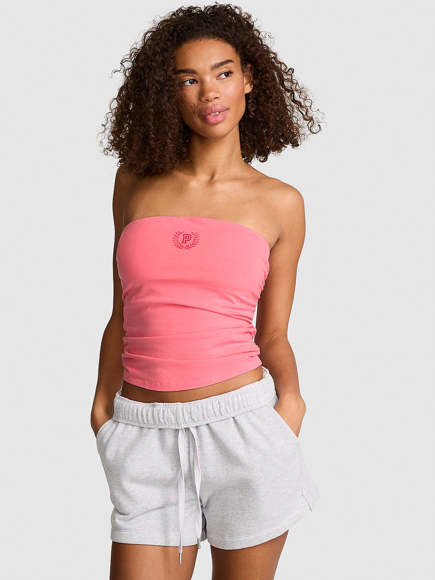 Buy All-Day Cotton™ Side-Ruched Tube Top, Vivid Pink - Order Tops