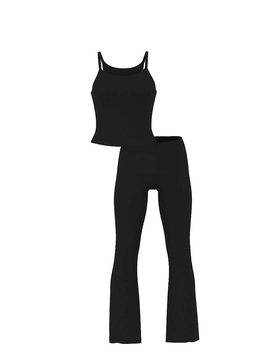 Buy SoSoft™ Modal Wide-Rib Tank & Foldover Pants Set, Black