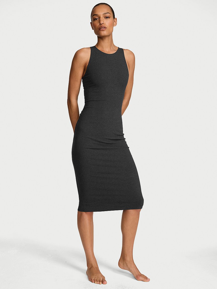 Victoria's Secret Smoothing Rib High-Neck Midi Dress - Grey