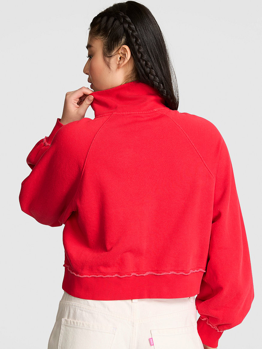 Buy Campus Terry™ Mock-Neck Full-Zip Sweatshirt, Bright Vermillion