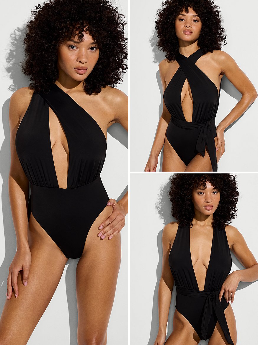 Buy Multiway One-Piece Swimsuit, Soft Pink Zebra - Order One-Piece