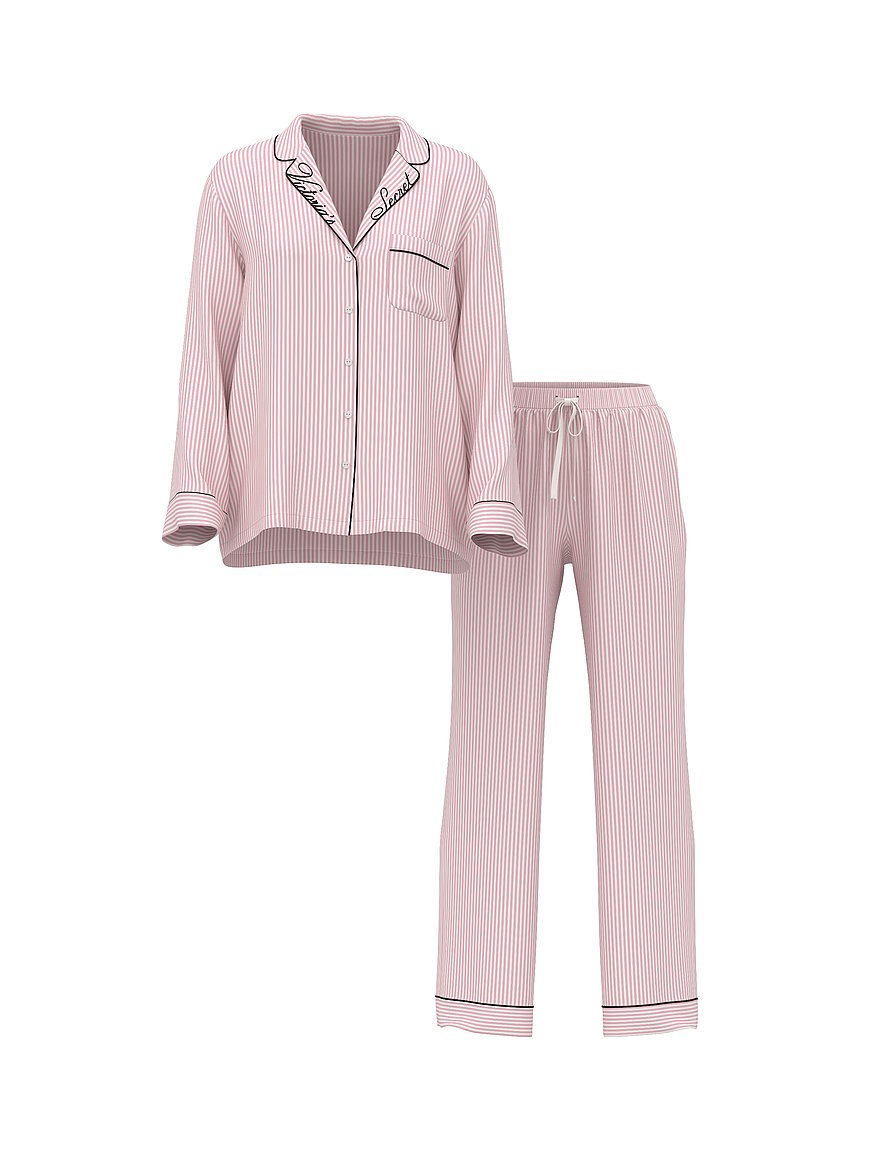 Buy Signature Satin Long Pajama Set, Pretty Blossom Iconic Stripes