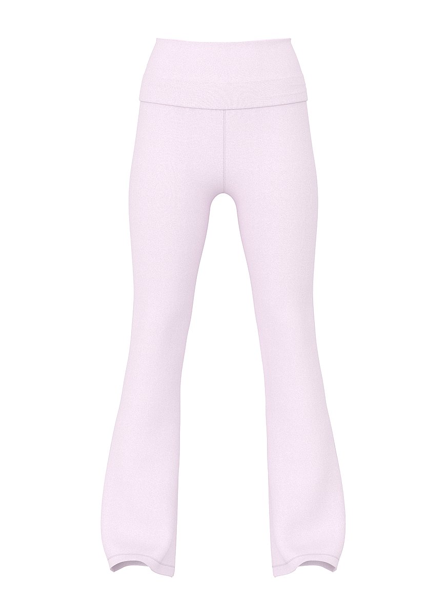 Buy Soft Modal Foldover Kick-Flare Leggings, Pink Tulip Embroidery