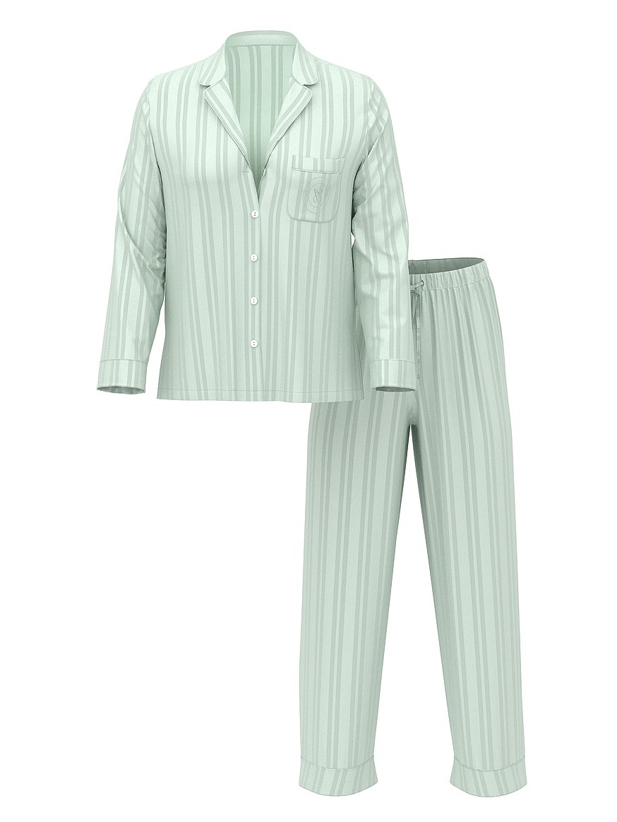 Buy Signature Satin Long Pajama Set, Coconut White Flamingos
