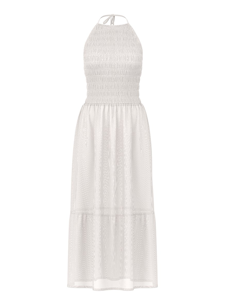 knee length dresses for ladies Call It Serendipity Smocked Eyelet Midi Dress in White S / White