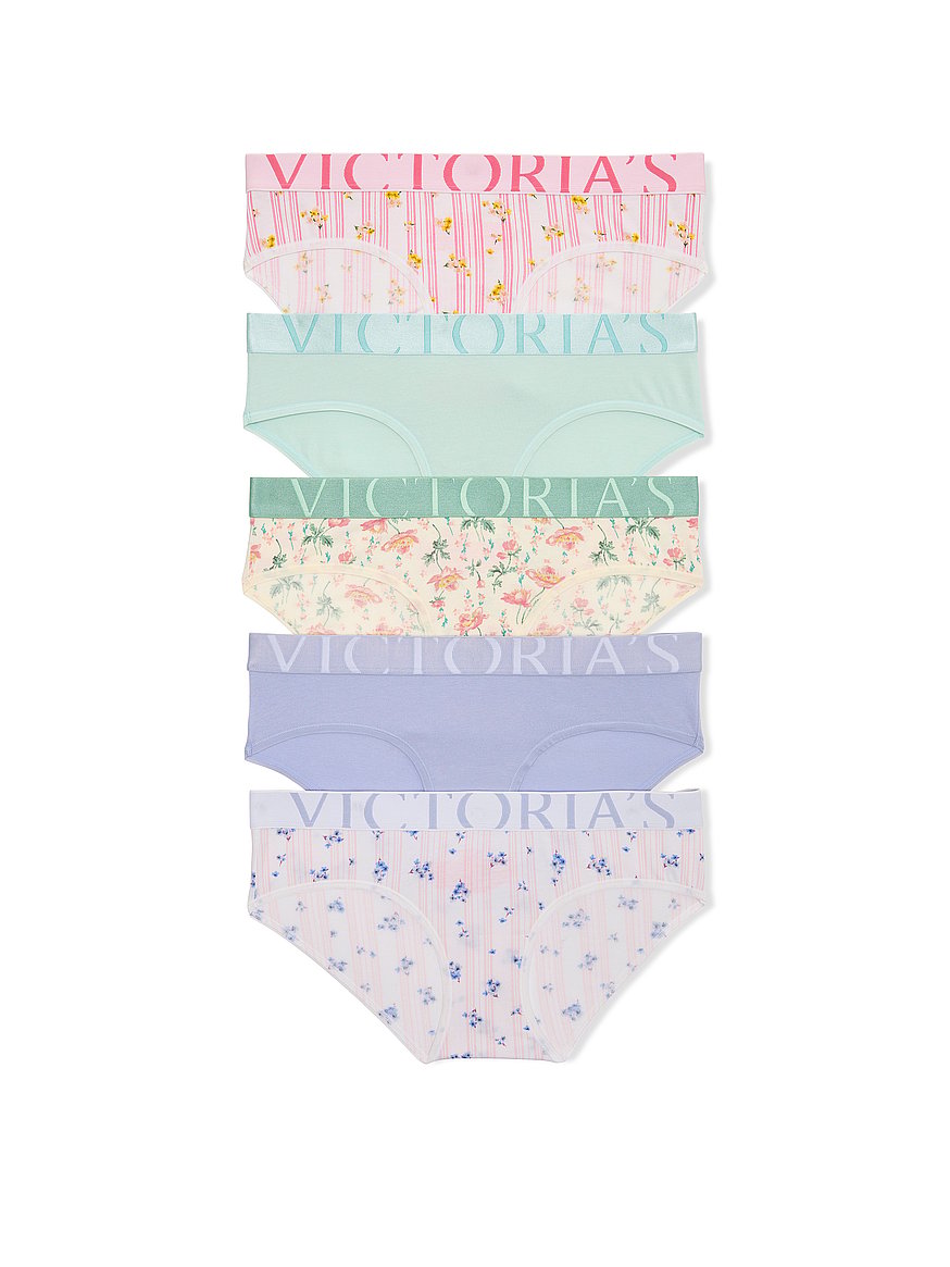 Buy 5-Pack Exploded Logo Cotton Floral Hiphugger Panties, Multi