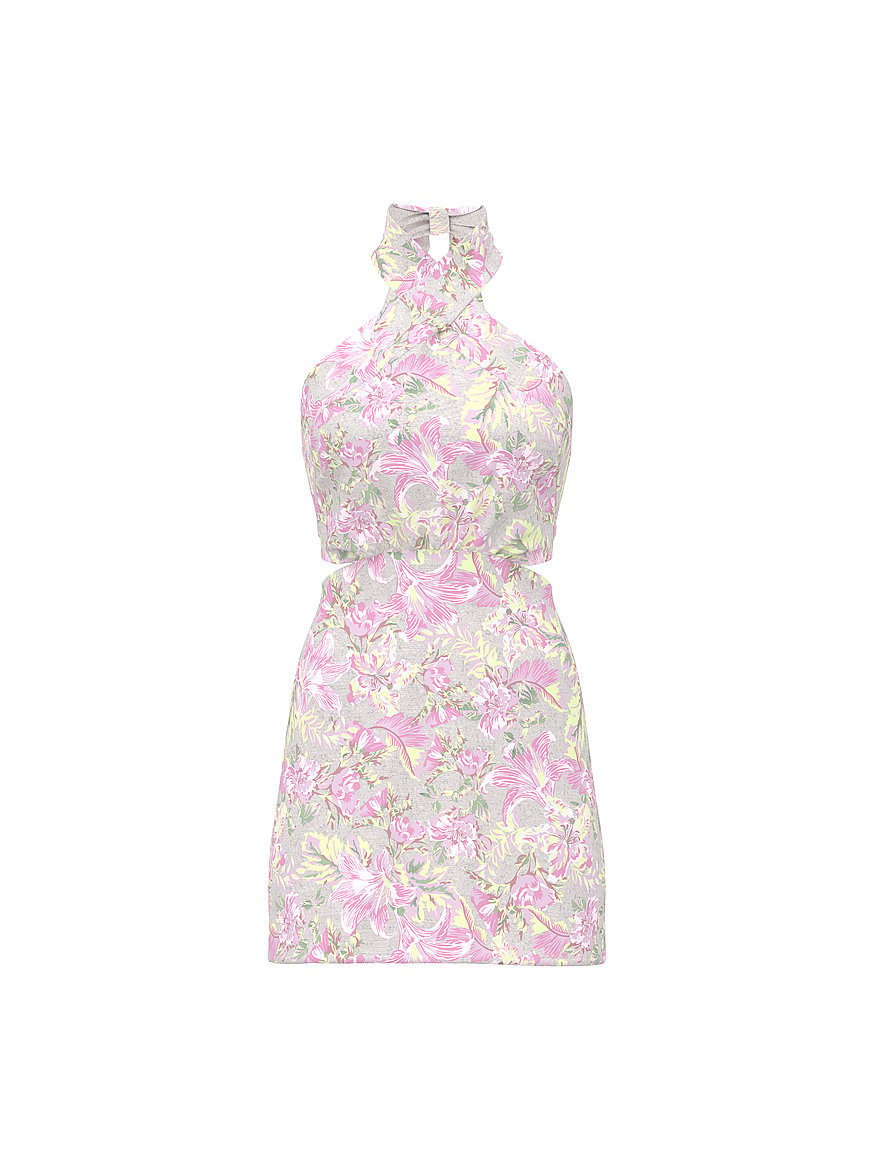 sachin and babi light blue dress Forever New linen mix halter neck midi dress with hardware detail in pink main image 0