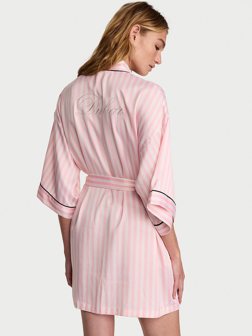Buy Signature Satin Short Piped Robe, Iconic Stripe- Paris - Order