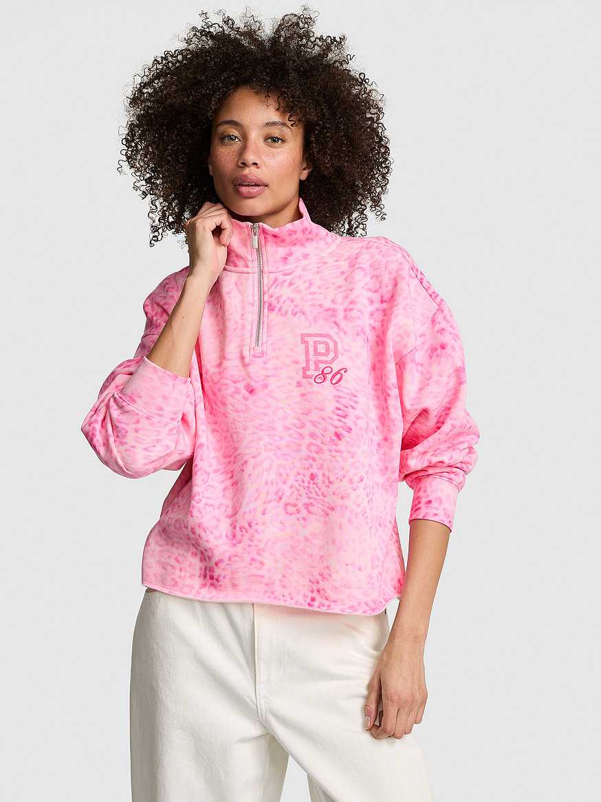Buy Campus Fleece™ Quarter-Zip Straight-Cut Sweatshirt, Pink