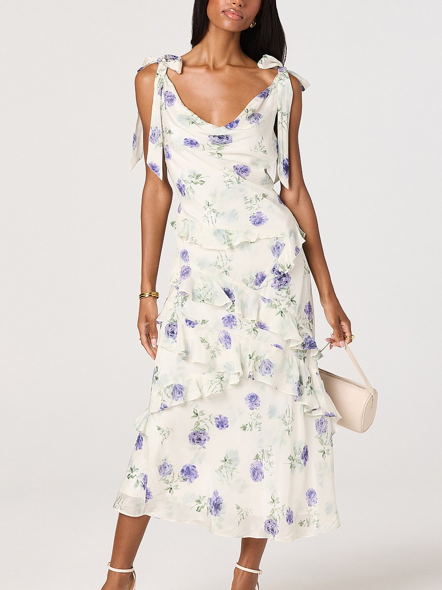 astr the label purple floral dress Lace A Line Midi Dress Lilac / M by Astr The Label