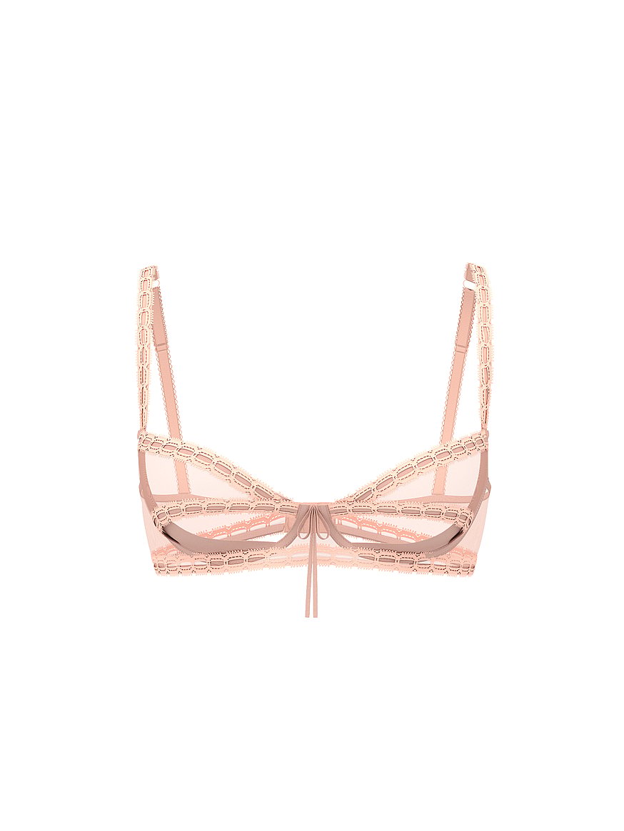 Buy Wicked Unlined Ribbon Slot Open-Cup Balconette Bra, Peach