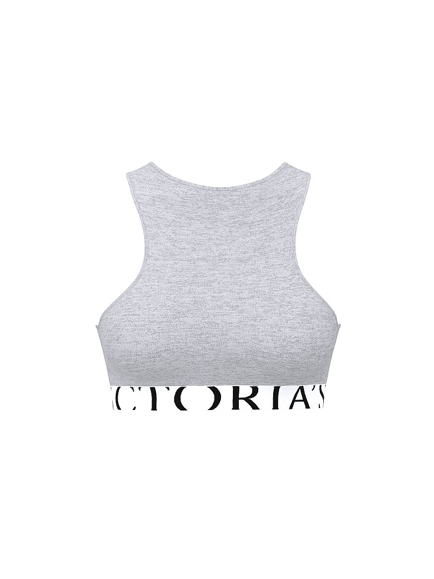 Cotton Exploded Logo Unlined High-Neck Bralette