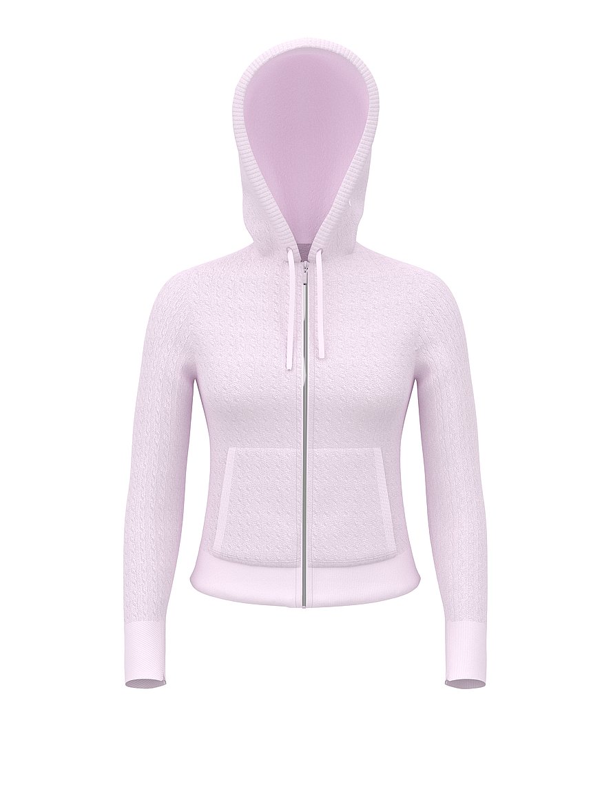 Buy Hudson Cable Knit Full Zip Hoodie, Pink Tulip - Order Hoodies
