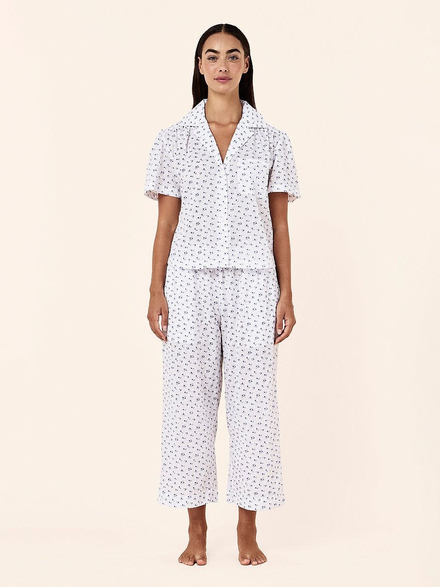 Ｙ.A:Raison D'Etre ５点セット Buy Swiss Dot Short-Sleeve Crop Pajama Set, Navy Ditsy - Order
