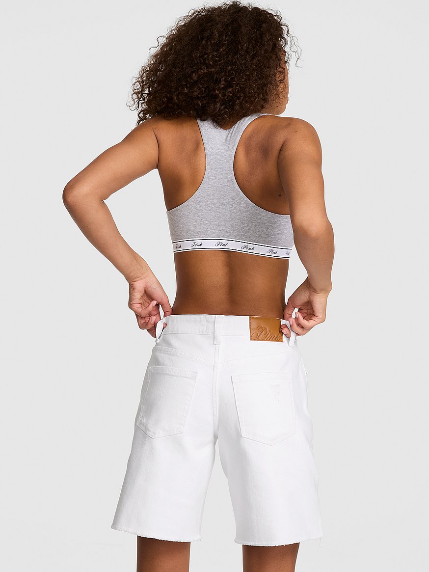 Buy Denim by PINK Mid-Rise Baggy Jorts, White - Order Bottoms