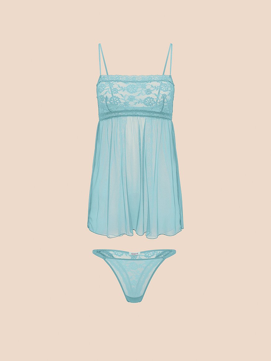 blue babydoll slip dress Vintage Victoria's Secret blue babydoll slip – Chelsea Thrift main image 1