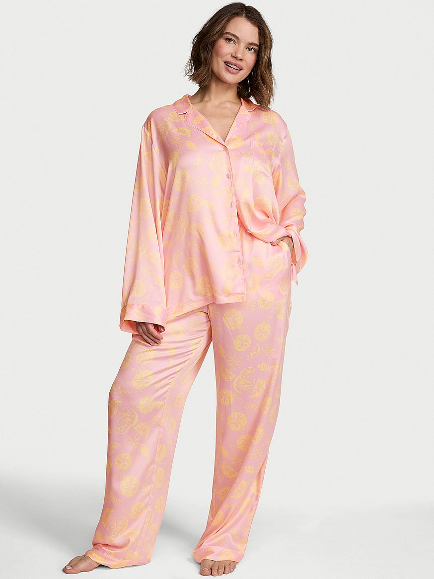 Buy Signature Satin Long Pajama Set, Pretty Blossom Lemons - Order