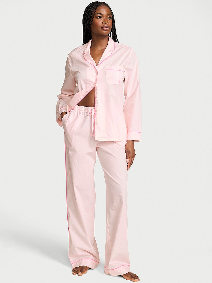 Buy Heritage Cotton Long Pajama Set, Angel Pink - Order Pajamas