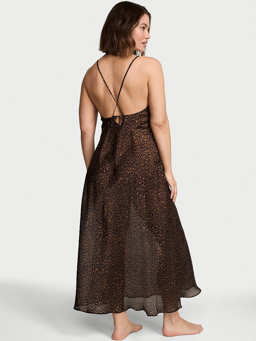 Victoria's Secret Luxe Sheer Satin Long Slip Dress - Print Victoria's Secret Luxe Sheer Satin Long Slip Dress - Print