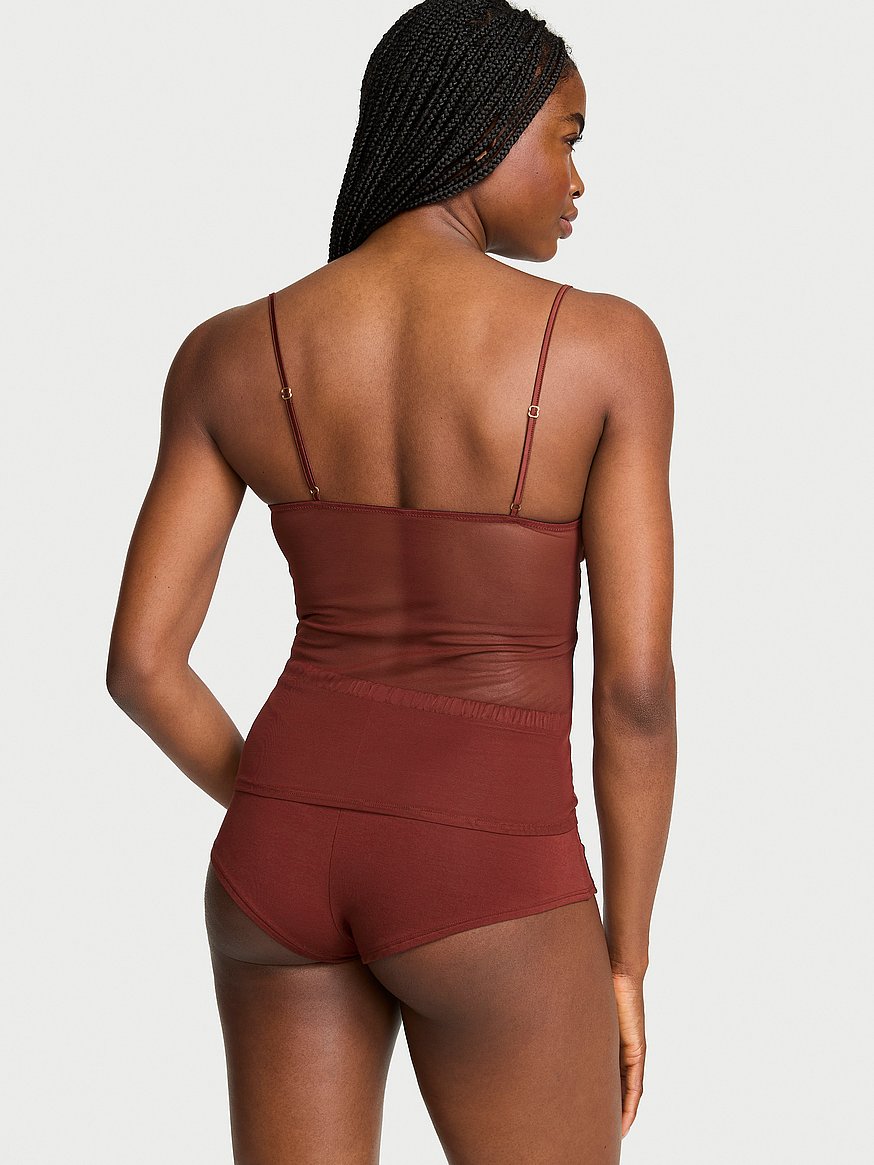 Buy Sheer Reveal Modal & Mesh Cami Set, Dark Chili - Order Cami Sets online  - Victoria's Secret US