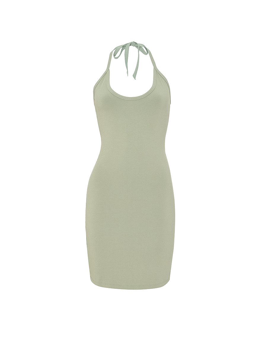 Buy All-Day Soft Rib Halter Dress, Slate Green - Order Dresses online - PINK US Buy All-Day Soft Rib Halter Dress, Slate Green - Order Dresses online - PINK US