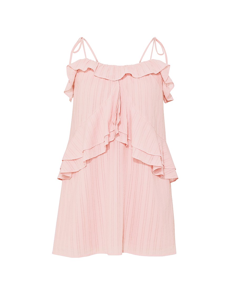 open lace back dress Stolen Stores Balloon Draped Mini Dress in Pink