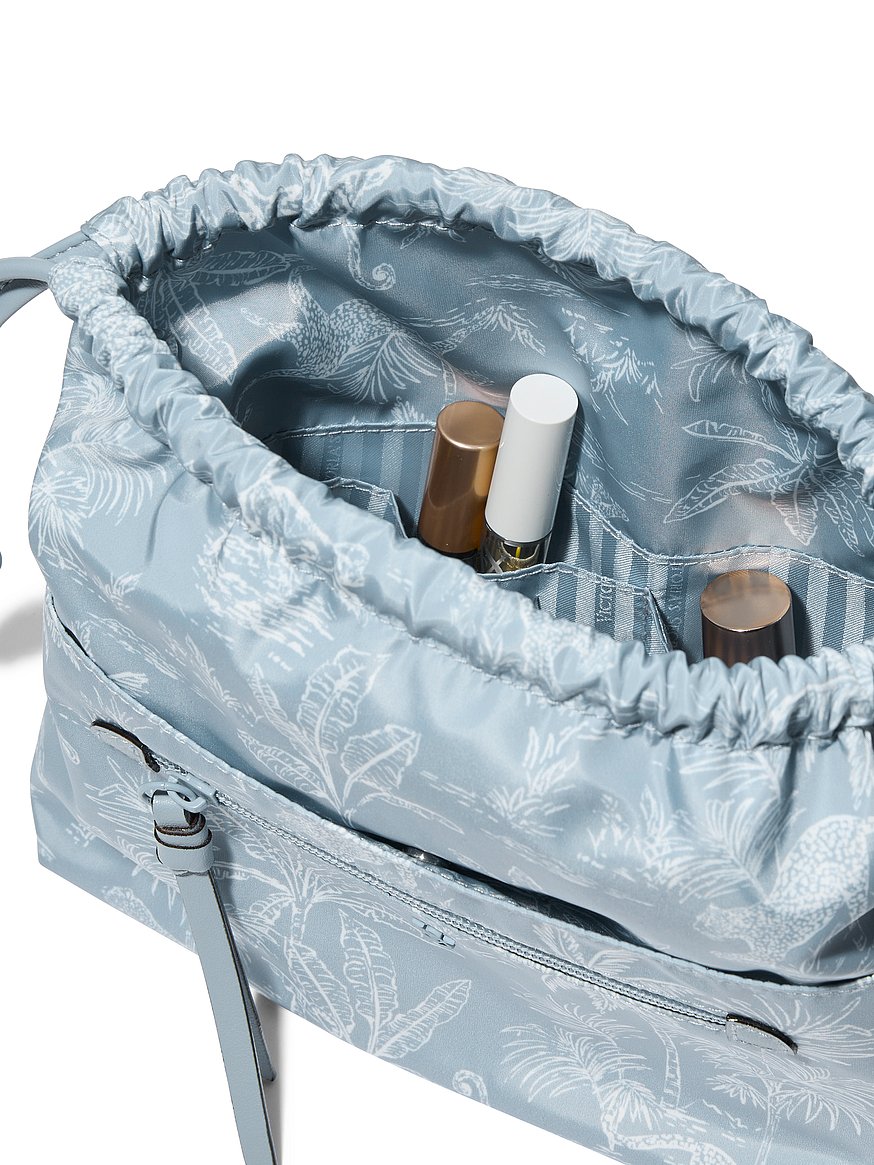 drawstring makeup organizer and travel bag FANGENKE Bag,Large Lay Makeup Bag,Portable Waterproof Leather Bags This versatile makeup bag is a must Cinched Travel Beauty Organizer Bag