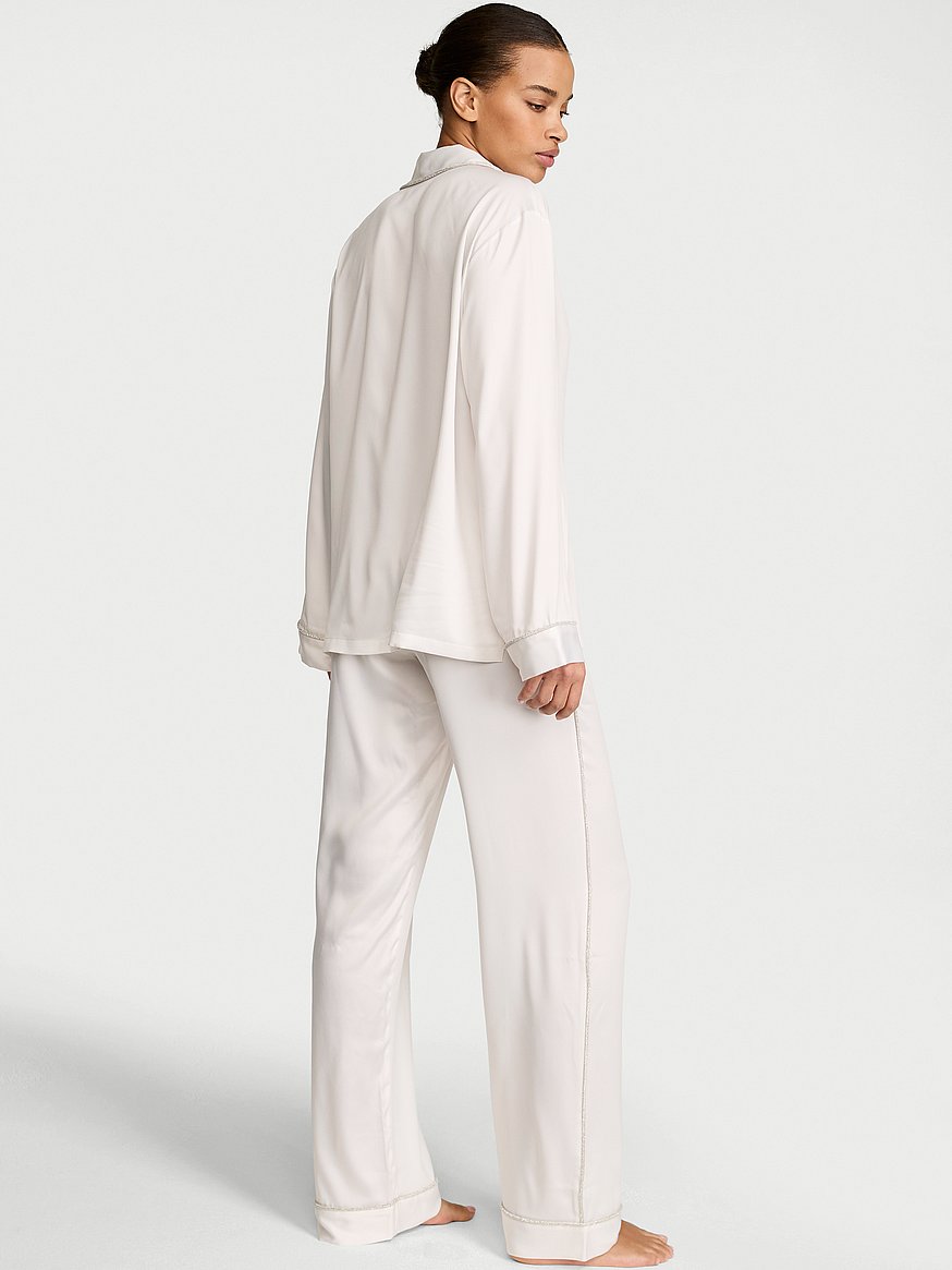 Victoria's Secret 白ラメパジャマセット Buy Signature Satin Shine Long Pajama Set, Coconut White - Order
