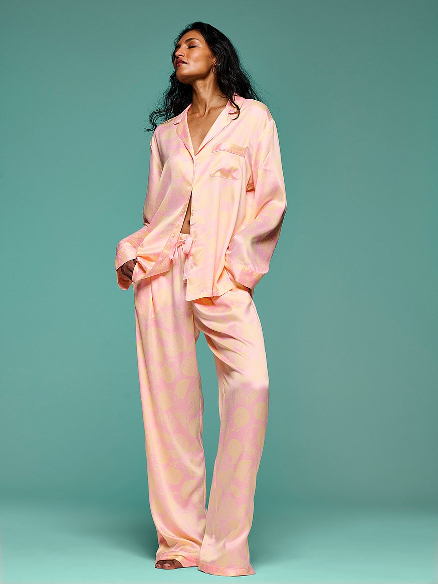 Buy Signature Satin Long Pajama Set, Pretty Blossom Lemons - Order