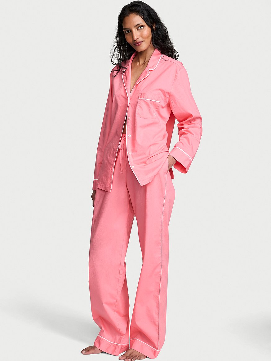 Buy Heritage Cotton Long Pajama Set, Pink Cocktail - Order Pajamas