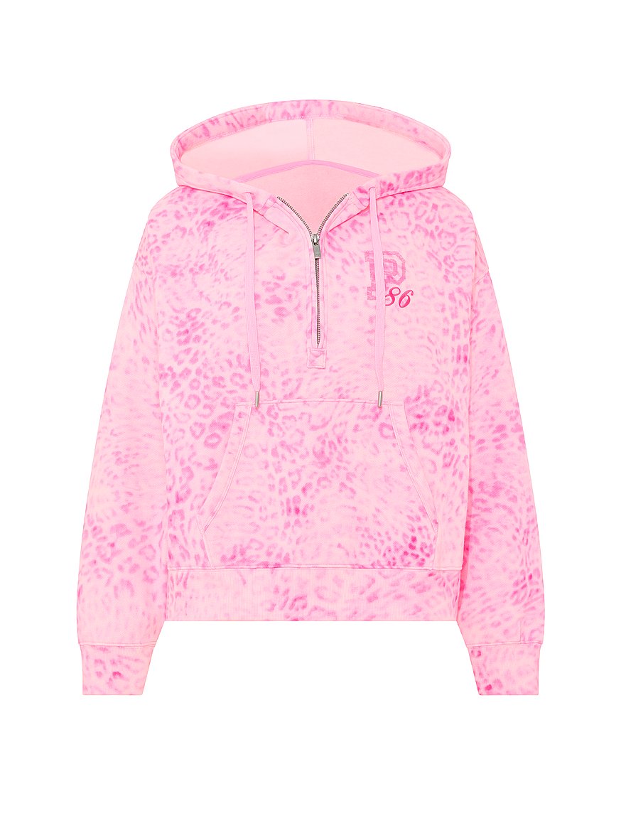Buy Campus Fleece™ Half-Zip Hoodie, Pink Leopard - Order Hoodies